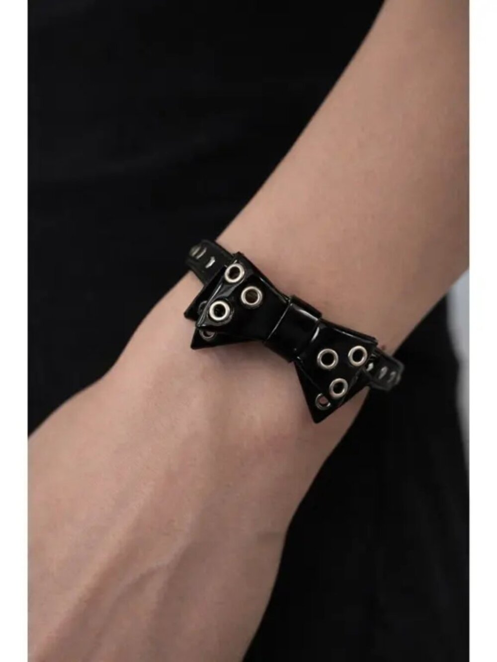Vintage Dior Black Patent Leather Bow Bracelet